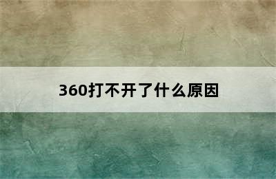 360打不开了什么原因