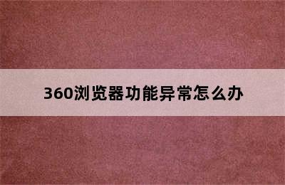 360浏览器功能异常怎么办