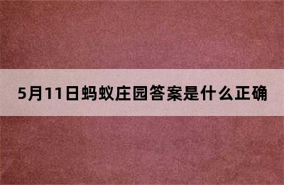 5月11日蚂蚁庄园答案是什么正确