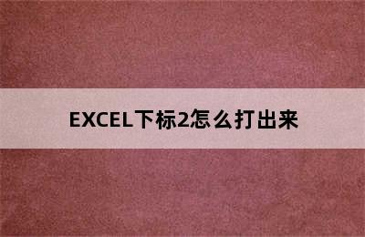 EXCEL下标2怎么打出来