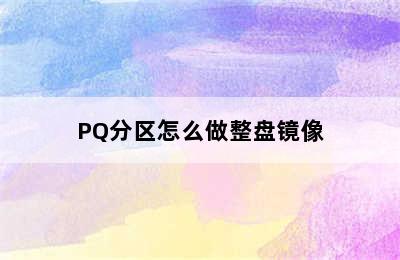 PQ分区怎么做整盘镜像