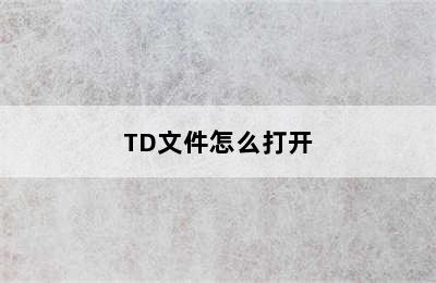 TD文件怎么打开