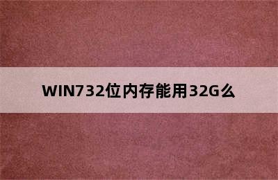 WIN732位内存能用32G么