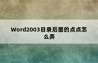 Word2003目录后面的点点怎么弄