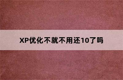 XP优化不就不用还10了吗