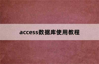 access数据库使用教程