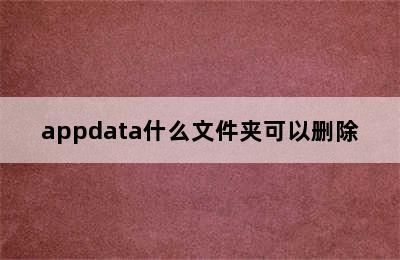 appdata什么文件夹可以删除