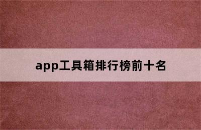 app工具箱排行榜前十名