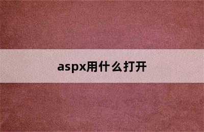 aspx用什么打开