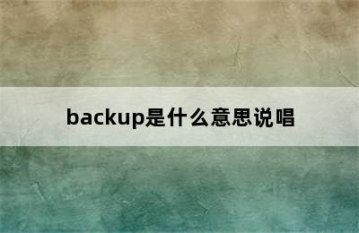 backup是什么意思说唱