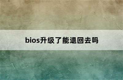 bios升级了能退回去吗