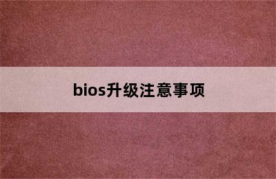 bios升级注意事项