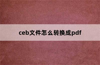 ceb文件怎么转换成pdf