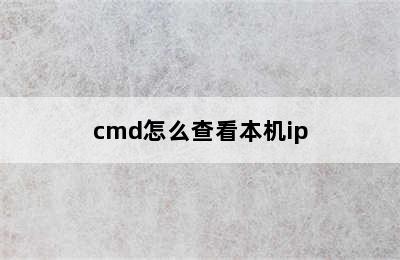 cmd怎么查看本机ip