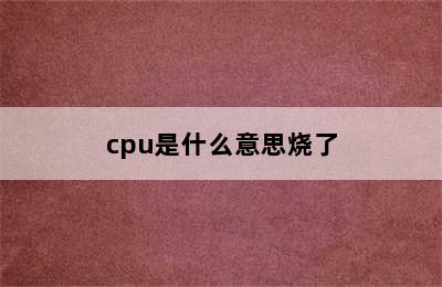 cpu是什么意思烧了