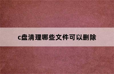 c盘清理哪些文件可以删除