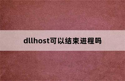 dllhost可以结束进程吗