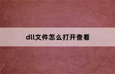 dll文件怎么打开查看