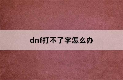 dnf打不了字怎么办