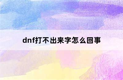 dnf打不出来字怎么回事