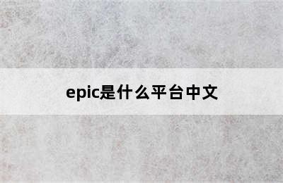 epic是什么平台中文