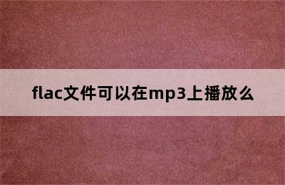 flac文件可以在mp3上播放么