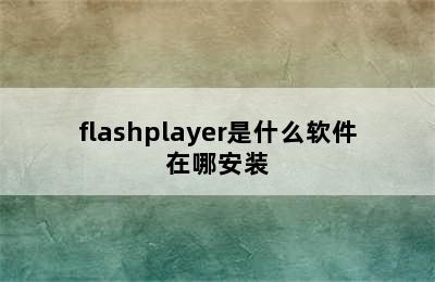 flashplayer是什么软件在哪安装