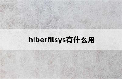 hiberfilsys有什么用