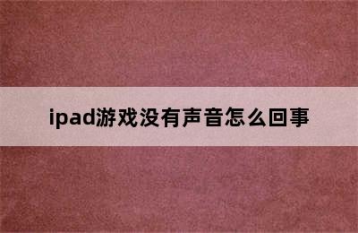 ipad游戏没有声音怎么回事