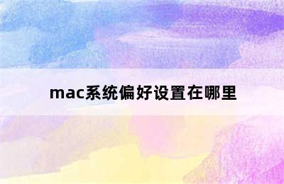 mac系统偏好设置在哪里