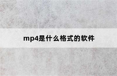 mp4是什么格式的软件