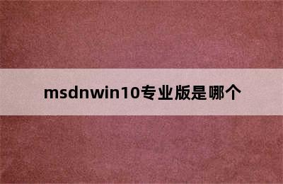 msdnwin10专业版是哪个