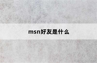 msn好友是什么