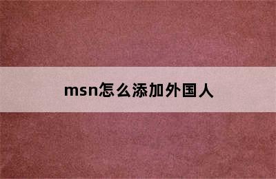 msn怎么添加外国人