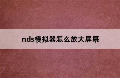 nds模拟器怎么放大屏幕