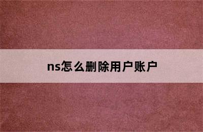 ns怎么删除用户账户