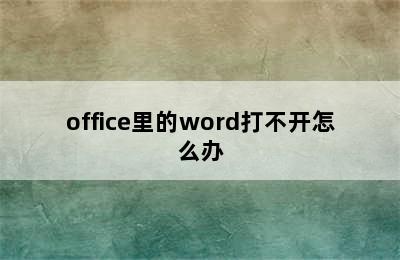 office里的word打不开怎么办