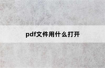 pdf文件用什么打开