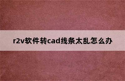 r2v软件转cad线条太乱怎么办