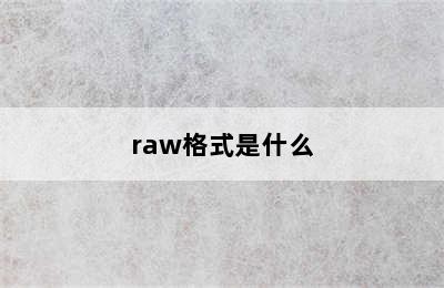 raw格式是什么