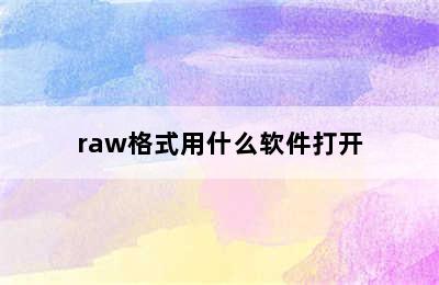 raw格式用什么软件打开