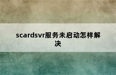 scardsvr服务未启动怎样解决