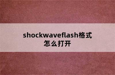 shockwaveflash格式怎么打开