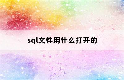 sql文件用什么打开的