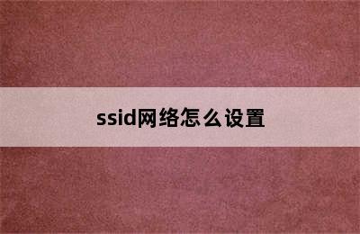 ssid网络怎么设置