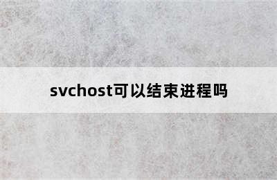 svchost可以结束进程吗