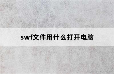 swf文件用什么打开电脑