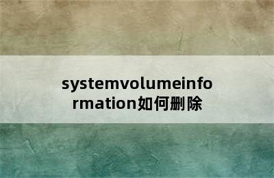 systemvolumeinformation如何删除