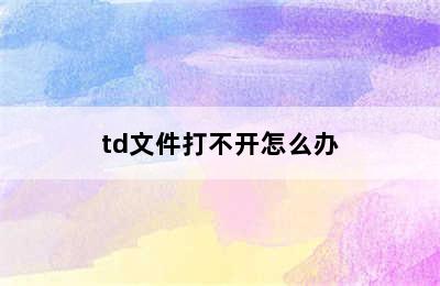 td文件打不开怎么办