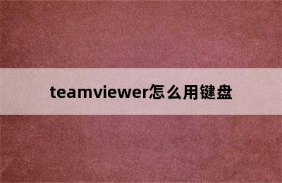 teamviewer怎么用键盘